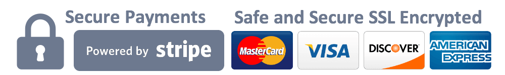 Visa, Mastercard and American Express accepted — payments by Stripe